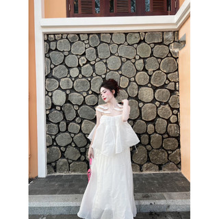 Váy 2s đính lần trắng xoè