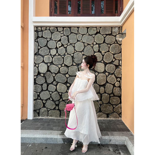 Váy 2s đính lần trắng xoè