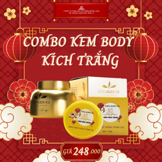 Combo Kem Body Luxury - Kích Trắng Collagen X3 Đông Anh Chính Hãng Mang Lại Làn Da Căng Mướt Trắng Mịn