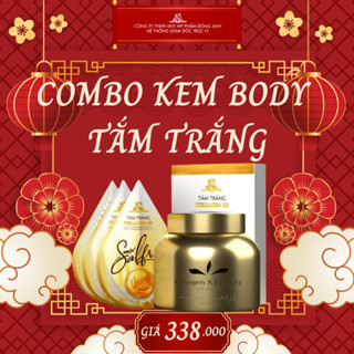 Combo Kem Body Luxury - Tắm Trắng Collagen X3 Mix Saffron Đông Anh Chính Hãng Dưỡng Trắng, Mờ Thâm