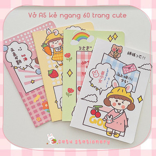 Vở giấy kẻ ngang kích thước A5 60 trang bìa hoạ tiết đáng yêu