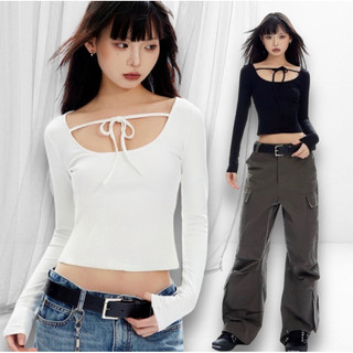 Áo thun lụa cột nơ Faral top