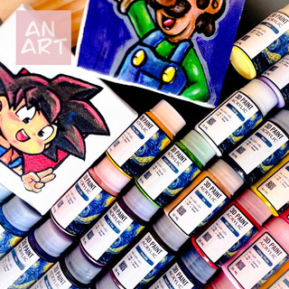 Màu acrylic 3d, 5d 30ml - bảng màu 2, custom giày, vải, túi, vẽ lên tranh giấy, vải toan
