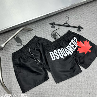 Quần Cộc  Nam DSQ Đen Trơn Phối In Hoạ Tiết Chữ Dsq2 Lá Phong Đỏ Sau Mông Mix Dây Rút Chữ Siêu Cấp Cho Các Boy Phố