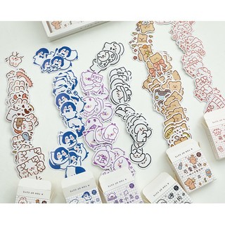 Zanmo hộp 50 tấm hình dán sticker động vật dễ thương