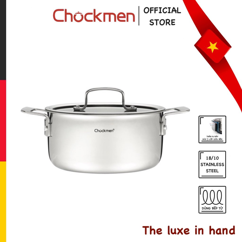 Nồi Inox CHOCKMEN * SMARTCHOICE Inox 304 Size 18-20-24CM Nồi Luộc Đun Bếp Từ