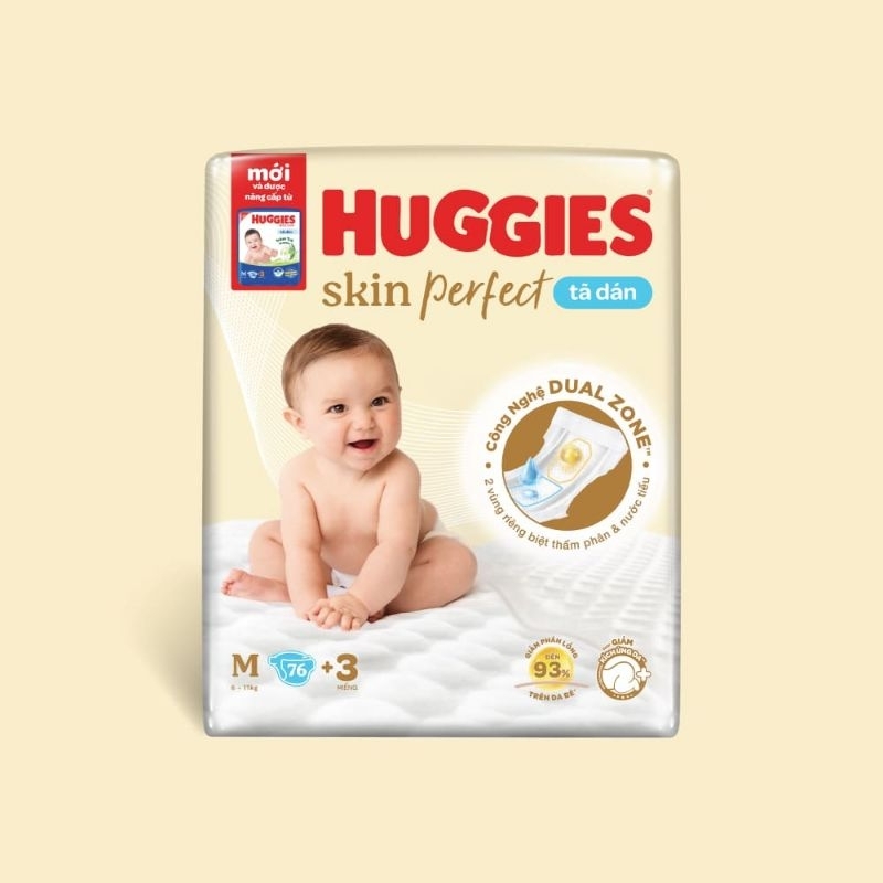 BỈM - TÃ DÁN HUGGIES SIZE M76 - 76 MIẾNG (CHO TRẺ 6 - 11KG)