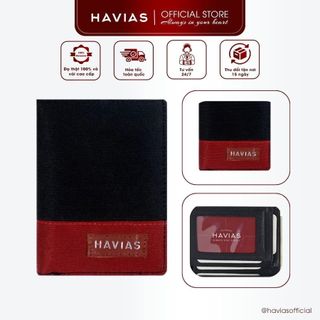 Fabric Vertical HAVIAS ví vải unisex nam nữ nhiều ngăn tiện lợi vải Oxford 100% nhập khẩu