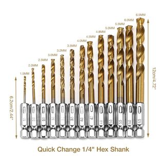 Bộ 13 mũi khoan chuôi lục giác 1/4" cho máy bắt vít