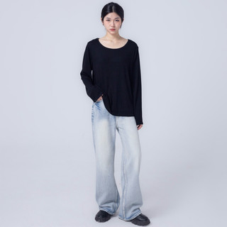 Áo thun dài tay basic cổ tròn oversize Freedom TOP