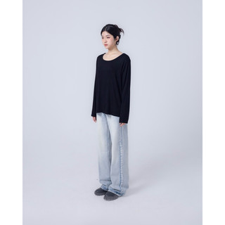 Áo thun dài tay basic cổ tròn oversize Freedom TOP