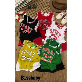 Combo 5 BỘ COTTON ( ÁO SÁT NÁCH VIỀN SỌC IN SỐ 23 ) CHO BÉ TRAI - ĐỒ BỘ TRẺ EM