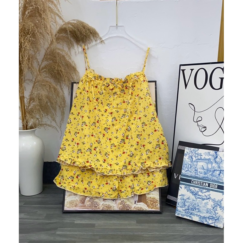 Bộ lụa bông viền bèo xinh