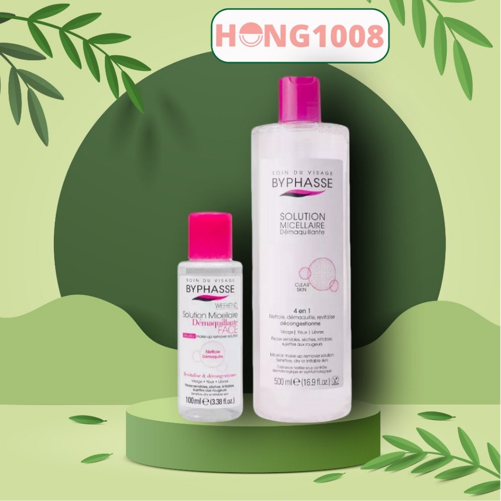 Nước Tẩy Trang Byphasse Cho Mọi Loại Da by phasse 500ml 100ml Solution Micerallaire Face của Tây Ban Nha Hong1008