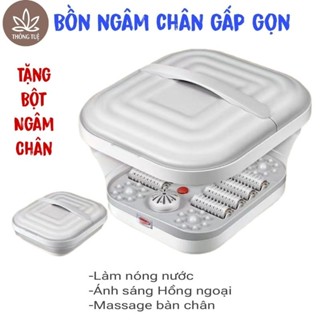 Bồn Ngâm Massage Chân Gấp Gọn -Tặng Bột Ngâm Chân Thảo Dược - Chậu Ngâm Làm Nóng Nước, Có Sục Khí