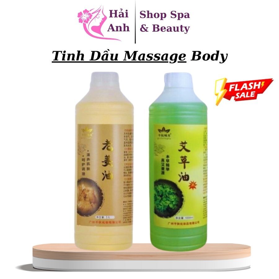 Tinh Dầu Massage, Tinh Dầu Ngải Cứu, Tinh Dầu Gừng Nóng Massage Body Chai 1000ml, Dùng Trong Massage Dưỡng Sinh
