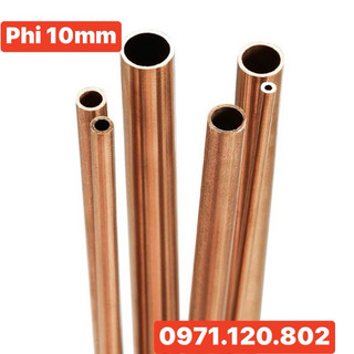 Ống đồng đỏ phi 10mm (đường kính 10mm ; dày 1mm ;lỗ phi 8mm ) cây dài 1m