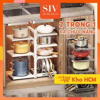SIV Kệ để xoong nồi nhiều tầng 2 màu sắc 3+2/4+3 tầng có thể điều chỉnh