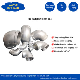 Co ren inox 304 phi 13 17 21 27 34 cút 90 độ răng trong 2 đầu