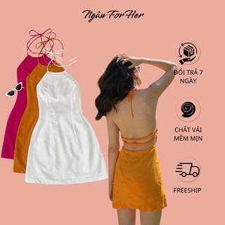 LIZI DRESS- Đầm Yếm Hở Lưng, Đầm Yếm Đi Biển Khoét Lưng