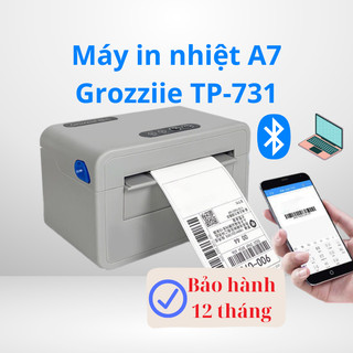 Máy in nhiệt grozziie tp-731, kết nối usb với máy tính, khổ a7, in đơn hàng tmđt, mã vạch, mã qr