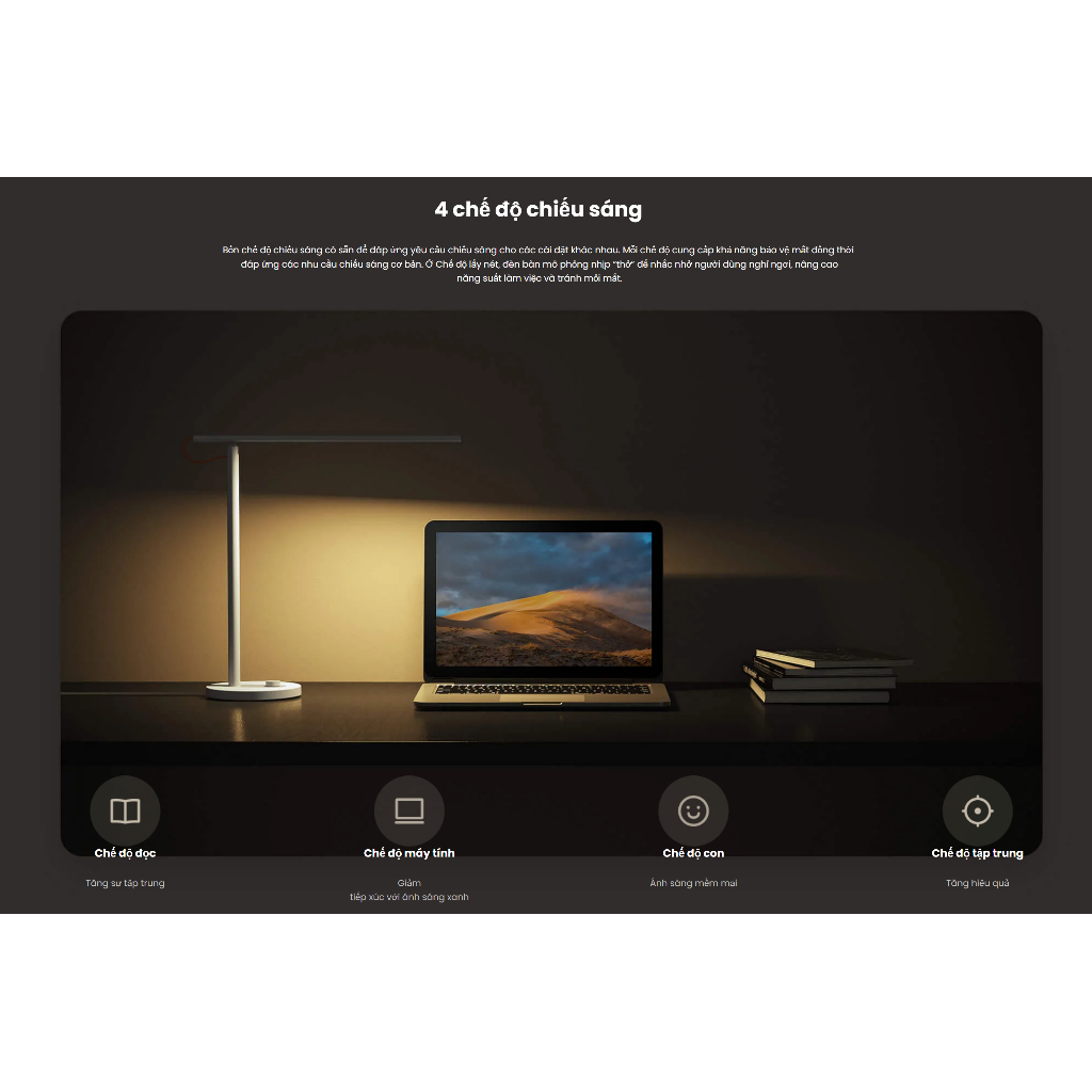 Đèn bàn Xiaomi Led Desk Lamp 1S Nhiệt độ màu 2600K-5000K, Công suất 9W, Thông minh kết nối App, Quang thông 520lm