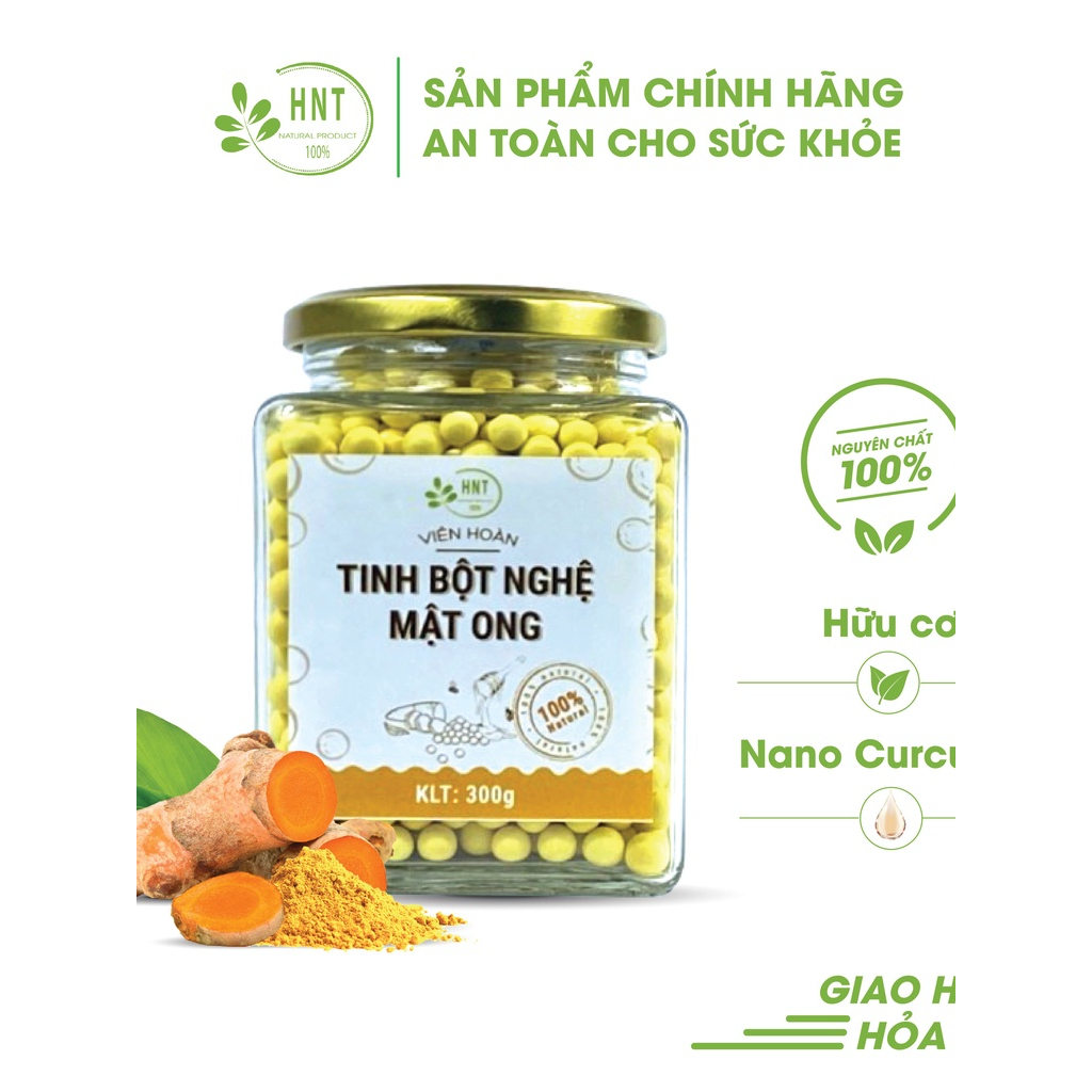 Viên Tinh Bột Nghệ Mật Ong - Sử Dụng Khi - Đau Dạ Dày - Phụ Nữ Sau Sinh - Hnt Natural Product Vtbn300