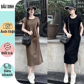 ĐẦM VÁY BẦU XUÂN HÈ CỰC XINH V804-VÁY XINH THIẾT KẾ DÁNG SUÔNG PHỐI TAY HẾN CÁCH ĐIỆU MÀU SANG CHẢNH FRESIZE