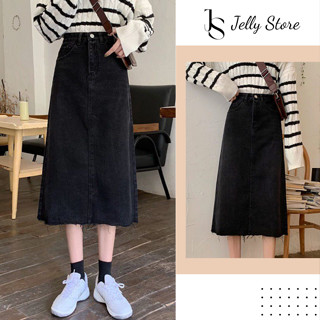 Chân Váy Jean Dài Qua Gối Tua Gấu Phong Cách Ulzzang The Jelly Trẻ Trung Và Cá Tính V3