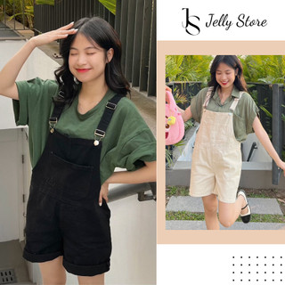 Yếm Quần Nữ Jelly Set Yếm Bò Ngắn Đùi Jean Basic Có Túi Trước Ngực Phong Cách Hàn Quốc Y3