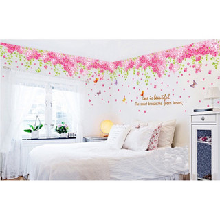 Decal dán tường tán hồng cỡ lớn trang trí phòng ngủ