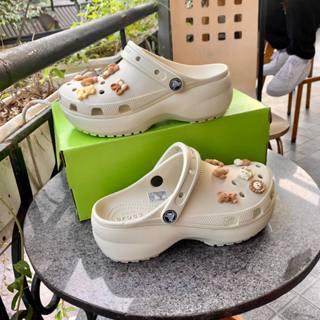 Dép Sục Cross Classic đế cao 5 - 6cm và tặng kèm 1 Bộ charm Nâu Kem hoặc Bướm đá [ Sục 5cm đế cong]