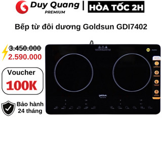 Bếp từ đôi dương, bếp điện từ đôi Goldsun GDI7402, Công nghệ Inventer tiết kiệm điện có màn hình Led bảo hành 24 tháng