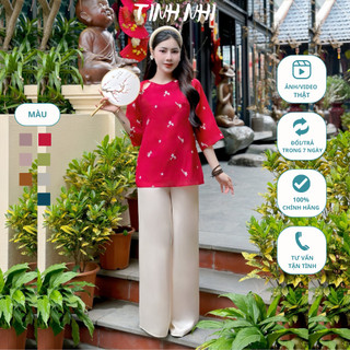 Đồ lam đi lễ tơ thêu 2 lớp TINH NHI mềm mịn thanh lịch PP65