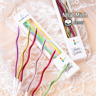 Nến sinh nhật xoắn dài đủ màu Pastel/Ombré/Pearl set 6c
