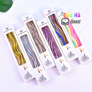 Nến sinh nhật, nến xoắn trang trí bánh sinh nhật, nến sáp trang trí bánh kem, hộp 6 cây nến xoắn