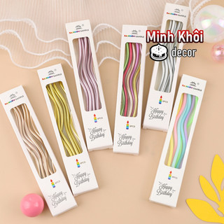 6 Cây Nến Màu Vàng / Bạc Hình Xoắn Ốc Dùng Trang Trí Bánh Kem