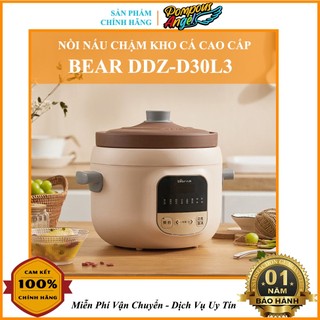 [Chính hãng] Nồi nấu hầm cháo chậm BEAR DDZ-D30L3 gốm tử sa cách thủy, chưng yến, kho cá cao cấp bảo hành 12 tháng