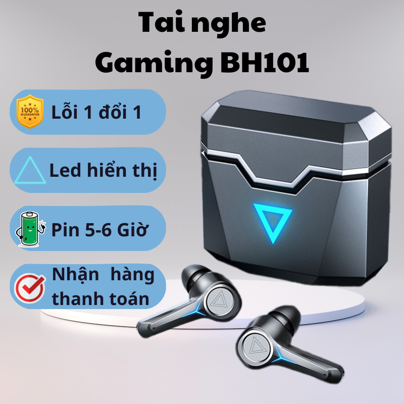 Tai nghe bluetooth gaming BH101 Led sang trọng bluetooth Đổi Tên Tự Động Kết Nối Cảm Ứng Bảo Hành 1 