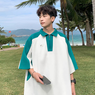 Áo Polo unisex phối màu tương phản cổ KÉO KHÓA + LOGO trước ngực chất tổ ong Over size