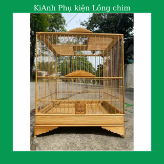 Khung lồng chim chào mào tự ráp chất liệu tre già chân bo góc form thái, vuông size 37