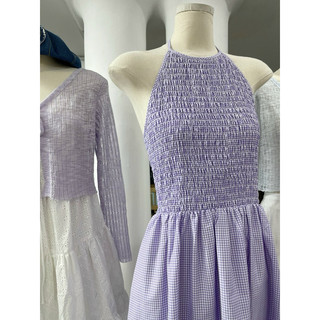 Đầm maxi cổ yếm hở lưng tím LIBI DRESS