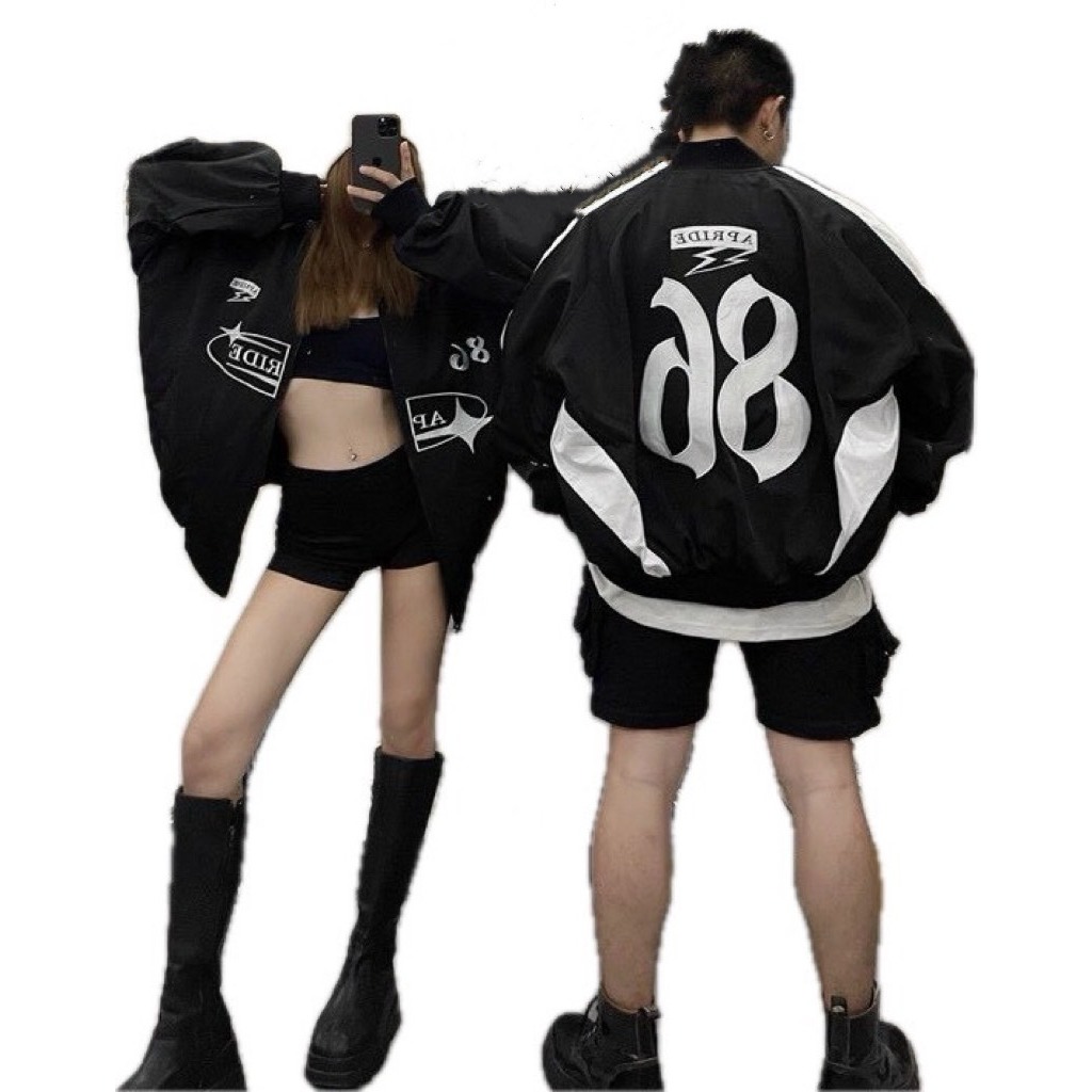 Áo Khoác Bomber Jacket Varsity Bóng Chày Thêu SỐ 86 Chất Da Lộn Lót Dù Form Rộng Basic Nam Nữ Unisex Couple Ulzzang