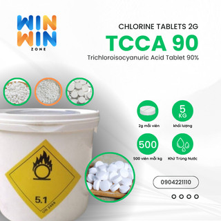 Xô 5kg clo viên sủi 2g xử lý nước, clorine làm sạch nước,tcca 90% diệt khuẩn ,clo bể bơi