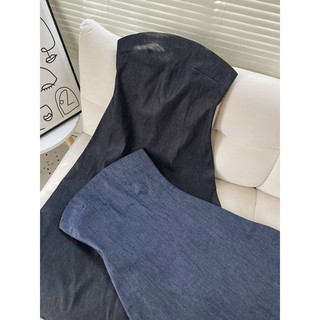 Đầm midi denim cup ngực basic tôn dáng SULI DRESS