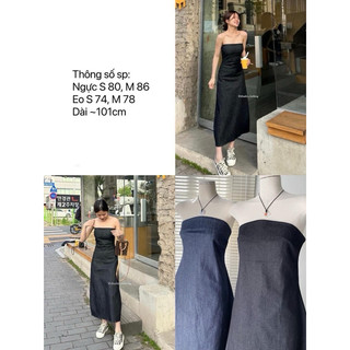 Đầm midi denim cup ngực basic tôn dáng SULI DRESS