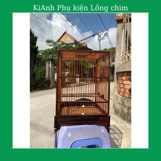  Khung lồng chim hút mật khung lồng khuyên ốc mít chất liệu gỗ mun đuôi công form vuông kèm phụ kiện 