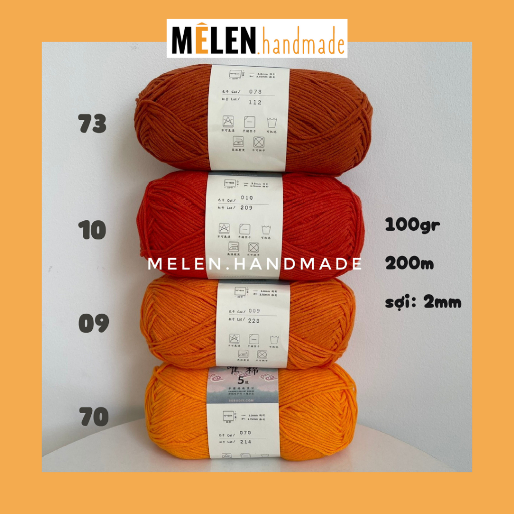 [CAM] Combo len Susan 5 - màu cam - len Susan Family 5 100g sợi 2mm