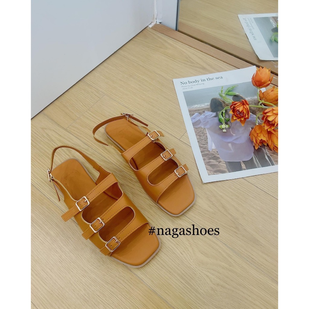 SANDAL NAGASHOES 3 QUAI NGANG PHỐI KHÓA NAS215