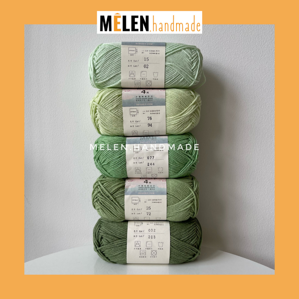 [XANH LÁ] Combo len Susan 4 - màu xanh lá - len Susan family 4 50gr